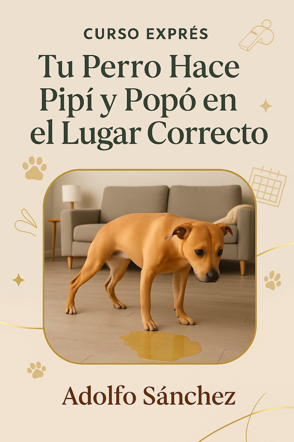 Cachorro aprendiendo a hacer pipí en el lugar correcto